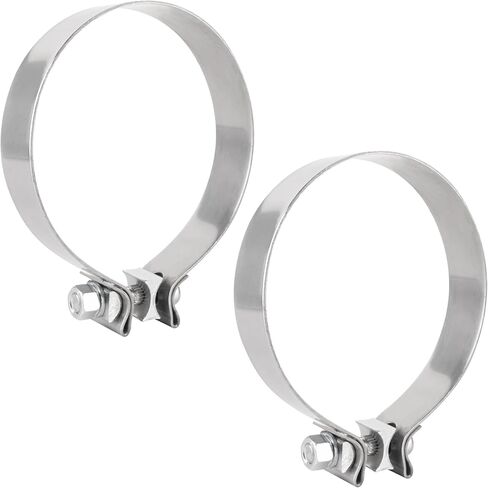 BlueStars 5" Exhaust Clamp, Narrow Band Clamp with 304 Stainless Steel - for Automotive Exhaust Pipes, Mufflers, Catalytic Converters - Sleeve Coupler joins 5" OD-ID slip fit pipe - Pack of 2 in Saudi Arabia