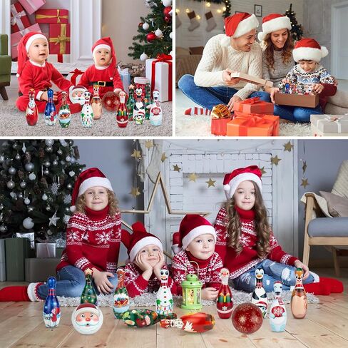 Christmas Games Bowling Set for Kids Party Supplies, Christmas Bowling Pins Bowling Balls Family Indoor Outdoor Party Games, Xmas Party Supplies Favors in Saudi Arabia