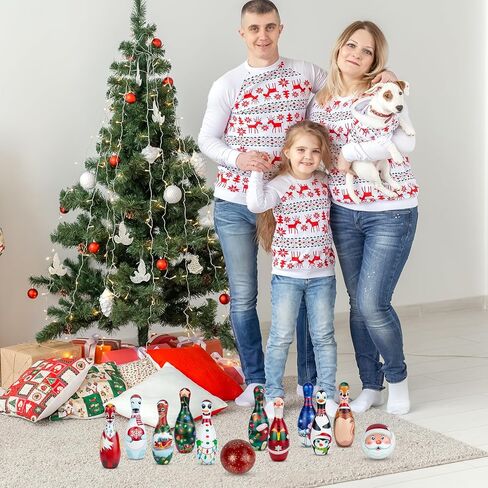Christmas Games Bowling Set for Kids Party Supplies, Christmas Bowling Pins Bowling Balls Family Indoor Outdoor Party Games, Xmas Party Supplies Favors in Saudi Arabia