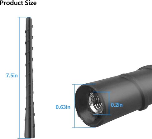 7.5 inch Black Spiral Antenna Replacement Flexible Waterproof Rubber with M4 M5 M6 Screw Universal Car Antenna Optimized AM/FM Reception fit for Car Truck Vehicle Radio… (7.5 inch) in Saudi Arabia