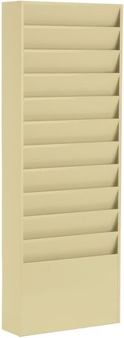 Displays2go Office File Folder Wall Rack, 11 Tiered Pockets, Medical Chart Folders (Putty/Powder Coated Steel) in Saudi Arabia