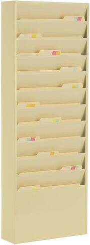 Displays2go Office File Folder Wall Rack, 11 Tiered Pockets, Medical Chart Folders (Putty/Powder Coated Steel) in Saudi Arabia