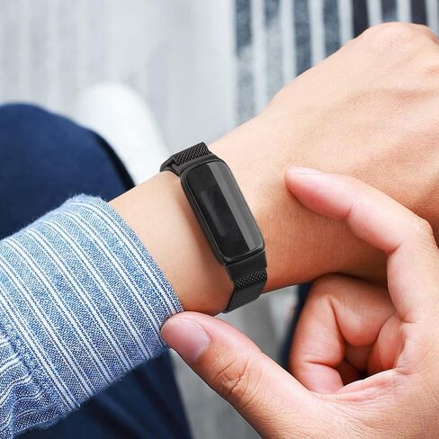 Meliya Metal Band Compatible with Fitbit Luxe Bands Women Men, 2 Pack Stainless Steel Mesh Loop Adjustable Wristband Replacement Strap for Fitbit Luxe Fitness Tracker in Kuwait