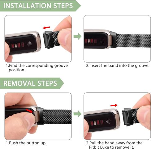 Meliya Metal Band Compatible with Fitbit Luxe Bands Women Men, 2 Pack Stainless Steel Mesh Loop Adjustable Wristband Replacement Strap for Fitbit Luxe Fitness Tracker in Kuwait