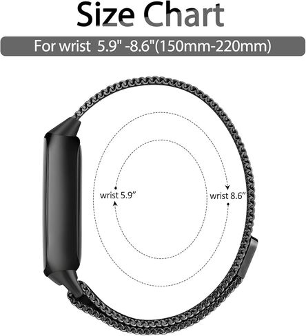 Meliya Metal Band Compatible with Fitbit Luxe Bands Women Men, 2 Pack Stainless Steel Mesh Loop Adjustable Wristband Replacement Strap for Fitbit Luxe Fitness Tracker in Kuwait