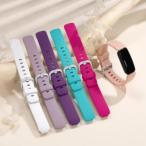 متوافق مع سوارين Fitbit Inspire 2 للنساء والرجال، سوار معصم رياضي بديل لحزامين Inspire، صغير، 6 عبوات، أزرق مخضر/برقوقي/وردي وردي/أبيض/رمل وردي/لافندر in Saudi Arabia