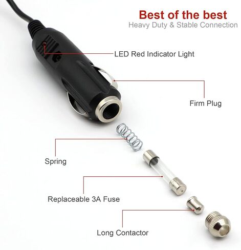 2 PACK DC Car Charger Cable, 12V-24 V DC 5.5mm x 2.1mm Car Cigarette Lighter Universal Extension Power Supply Cord Car Charger Adapter for Car Truck Bus Van（5FT） in Kuwait