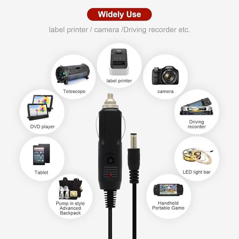 2 PACK DC Car Charger Cable, 12V-24 V DC 5.5mm x 2.1mm Car Cigarette Lighter Universal Extension Power Supply Cord Car Charger Adapter for Car Truck Bus Van（5FT） in Kuwait