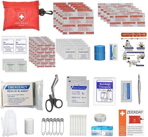 Mini First Aid Kit with Onitment, Emergency Blanket, Small Basic Portable First Aid Kit Perfect for Outdoor, Hiking, Camping,Travel, Home, Office, Vehicle and Workplace in Saudi Arabia