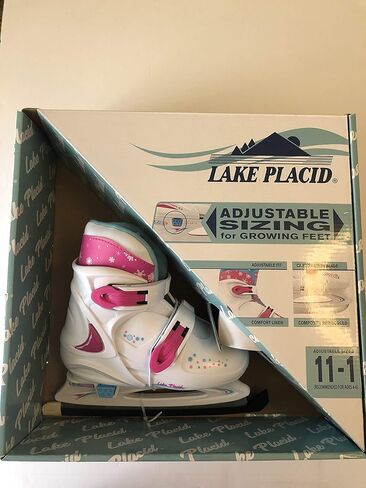 حذاء تزلج على الجليد من Lake Placid قابل للتعديل مقاس 11-1 أبيض/وردي in Kuwait