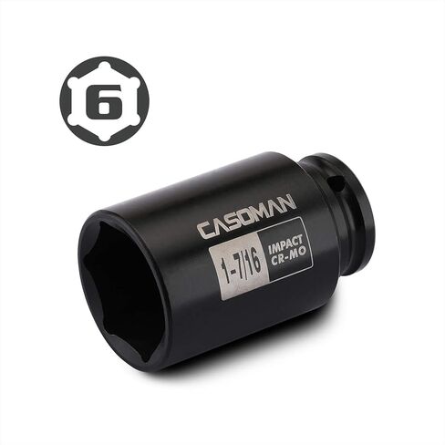 CASOMAN 6-Point 1/2-Inch Drive Deep Impact Socket- 1-1/2" (SAE), CR-MO, 1/2-inch Drive 6 Point Axle Nut Socket for Easy Removal of Axle Shaft Nuts (1-1/2") in Kuwait