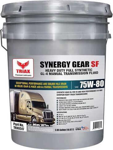 Triax Synergy Gear SF 75W-80 GL-4 Synthetic Transmission Fluid Compatible with Volvo iShift and Mack mDrive (1 Gal) in Saudi Arabia