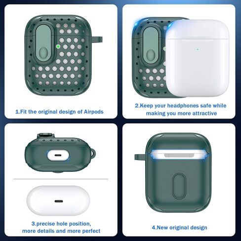 غطاء حافظة AirPods مع مجموعة تنظيف، تصميم قفل مضاد للسقوط، حماية قوية من السقوط، ألياف كربون سوداء لعلبة شحن Apple AirPods الجيل الثاني الأول، أسود in Kuwait