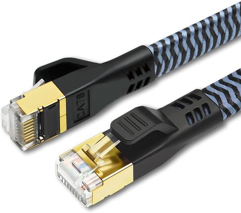 كابل إيثرنت Yauhody CAT 8 بطول 6 أقدام (عبوة من قطعتين)، كابل CAT8 عالي السرعة للألعاب 40 جيجابت في الثانية 2000 ميجاهرتز، سلك RJ45 مضفر متين لشبكة الإنترنت LAN محمي لجهاز PS5/جهاز التوجيه/المودم/الكمبيوتر الشخصي/التلفزيون in Kuwait