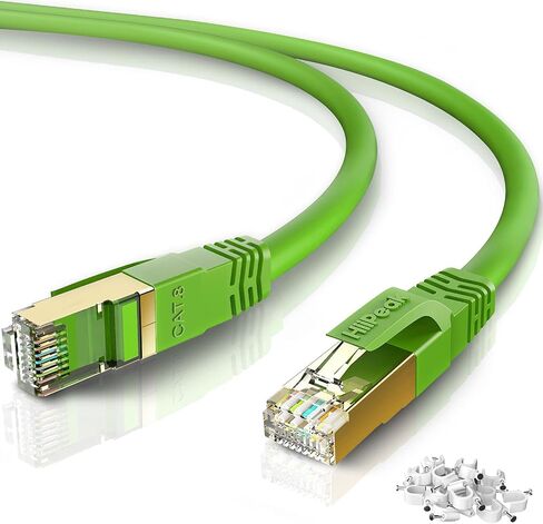 Cat8 Ethernet Cable 1FT, Indoor&Outdoor, Heavy Duty High Speed 26AWG Cat8 Network LAN Cable 2000Mhz, 40Gbps with Gold Plated RJ45 Connector, Weatherproof S/FTP UV Resistant for Router,Modem,PC Green in Saudi Arabia