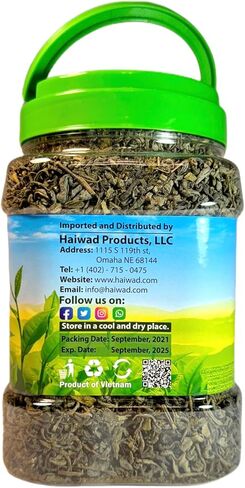Haiwad Green Tea - Dry Tea Leaves (250+ cups, 1.10lbs) Green Tea Leaves from Vietnam |100% Natural Tea Leaves | 100% Pure | Transparent Sealed Plastic Bottle in Saudi Arabia