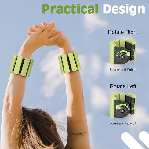 Wrist Weights - set of 2(1lb each), Adjustable Wearable Silicone Wrist & Ankle Bangles for Men and Women, Increase Training Intensity for Yoga, Pilates, Aerobics, Gym, Swimming, Hiking, Housework, Jogging, etc. in Saudi Arabia