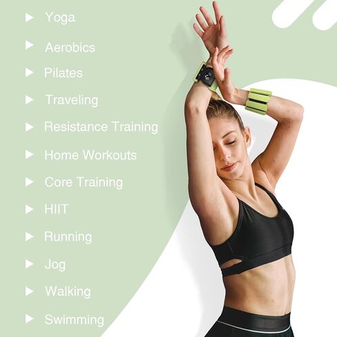 Wrist Weights - set of 2(1lb each), Adjustable Wearable Silicone Wrist & Ankle Bangles for Men and Women, Increase Training Intensity for Yoga, Pilates, Aerobics, Gym, Swimming, Hiking, Housework, Jogging, etc. in Saudi Arabia