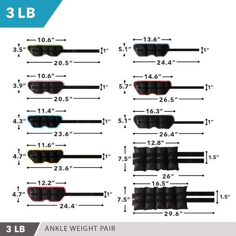 زوج وزن الكاحل/المعصم D1F 10 خيارات للوزن والحزمة - 0.5 إلى 10 رطل لكل منهما، مجموعة من 2، أشرطة قابلة للتعديل - أشرطة وزن مريحة ومسامية وممتصة للرطوبة للرجال والنساء in Kuwait