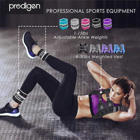 Prodigen 1 Pair 1 2 3.5 4 5 7 7.5 10 15 Lbs Adjustable Ankle Weights Set for Men Women Kids Ankle Wrist Weight for Walking, Jogging, Gymnastics in Kuwait