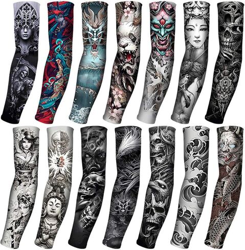 4 أزواج في الهواء الطلق الدراجات الأكمام 3D الوشم المطبوعة الأشعة فوق البنفسجية حماية أكمام أذرع تبريد سريعة الجافة الصيف التبريد الأكمام للرجال النساء in Kuwait