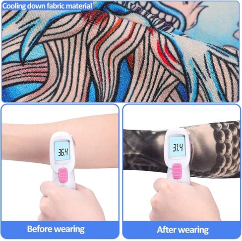 4 أزواج في الهواء الطلق الدراجات الأكمام 3D الوشم المطبوعة الأشعة فوق البنفسجية حماية أكمام أذرع تبريد سريعة الجافة الصيف التبريد الأكمام للرجال النساء in Kuwait