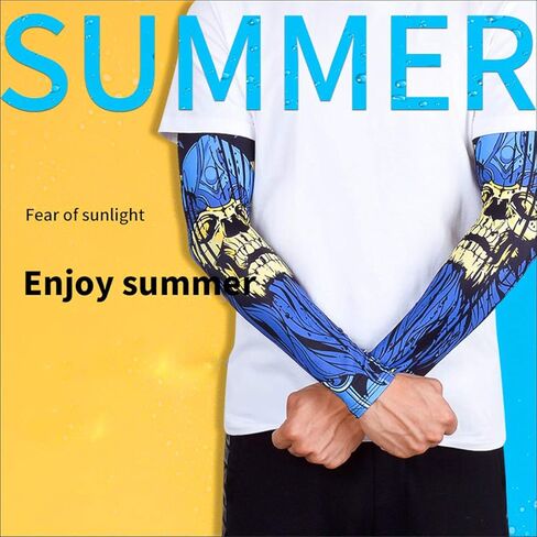 4 أزواج في الهواء الطلق الدراجات الأكمام 3D الوشم المطبوعة الأشعة فوق البنفسجية حماية أكمام أذرع تبريد سريعة الجافة الصيف التبريد الأكمام للرجال النساء in Kuwait