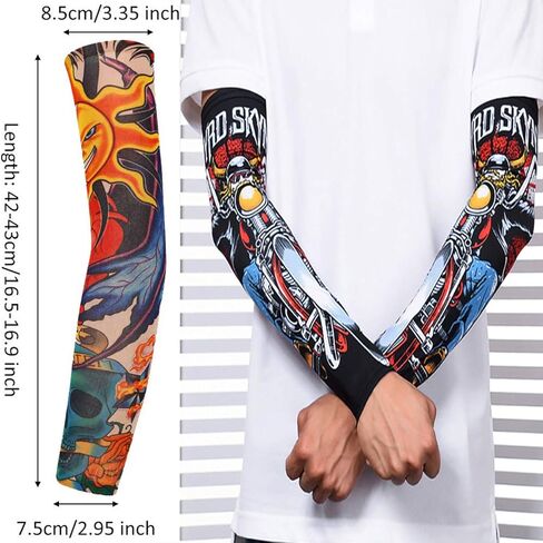 4 أزواج في الهواء الطلق الدراجات الأكمام 3D الوشم المطبوعة الأشعة فوق البنفسجية حماية أكمام أذرع تبريد سريعة الجافة الصيف التبريد الأكمام للرجال النساء in Kuwait