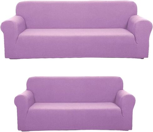 2 Pieces Sofa & loveseat Cover 4 Way Stretch to fit Slipcover/Furniture Protector with Anti-Slip Foams # YAFA (Light Purple) in Saudi Arabia
