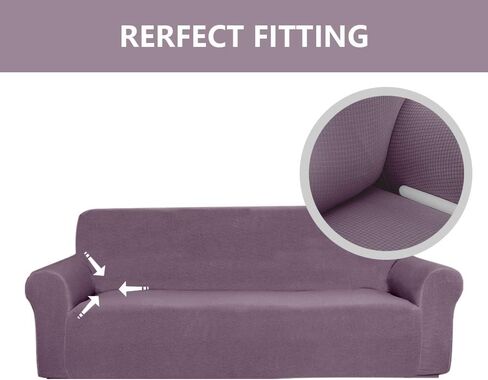 2 Pieces Sofa & loveseat Cover 4 Way Stretch to fit Slipcover/Furniture Protector with Anti-Slip Foams # YAFA (Light Purple) in Saudi Arabia