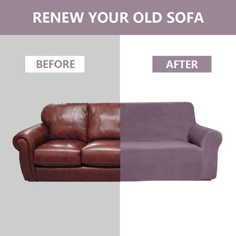 2 Pieces Sofa & loveseat Cover 4 Way Stretch to fit Slipcover/Furniture Protector with Anti-Slip Foams # YAFA (Light Purple) in Saudi Arabia