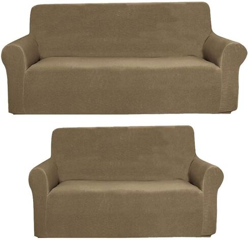 2 Pieces Sofa & loveseat Cover 4 Way Stretch to fit Slipcover/Furniture Protector with Anti-Slip Foams # YAFA (Light Purple) in Saudi Arabia