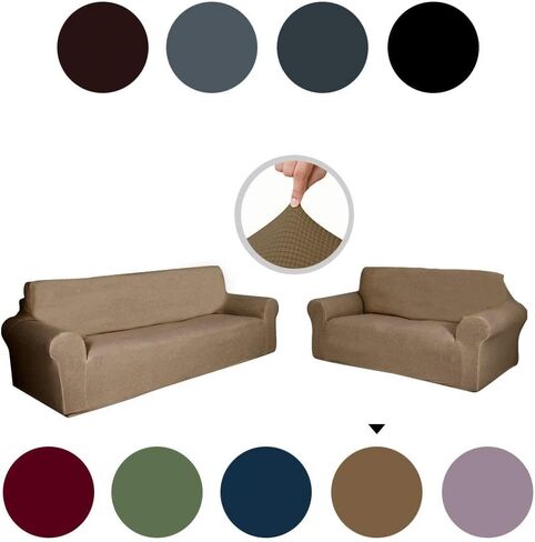 2 Pieces Sofa & loveseat Cover 4 Way Stretch to fit Slipcover/Furniture Protector with Anti-Slip Foams # YAFA (Light Purple) in Saudi Arabia