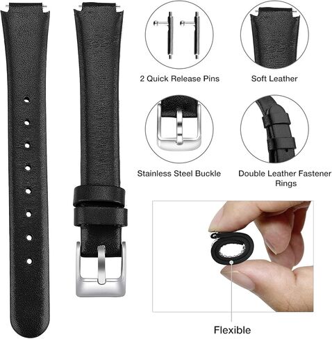 [2 Pack] Leather Bands Compatible with Fitbit Inspire 3 Bands & Inspire 2 & Inspire HR & Inspire Band for Women Men, Soft Leather Strap Wristbands Accessories Replacement for Fitbit Inspire 3 in Saudi Arabia