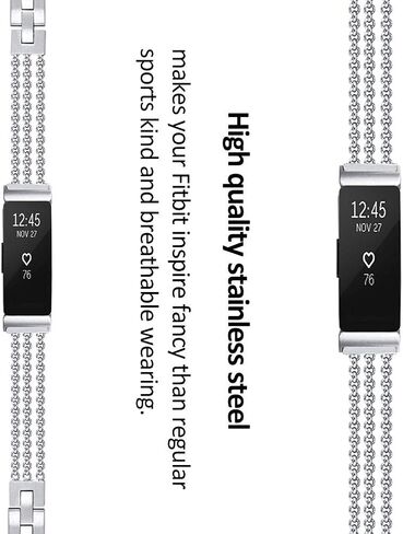 Fastgo متوافق مع Fitbit Inspire 2/ Inspire HR/Inspire Band، أساور معصم بديلة من الفولاذ المقاوم للصدأ قابلة للتعديل، سوار أنيق أنيق، إكسسوارات أحزمة ملهمة لمعدل ضربات القلب للنساء والفتيات in Saudi Arabia