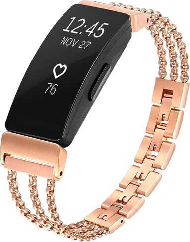 Fastgo متوافق مع Fitbit Inspire 2/ Inspire HR/Inspire Band، أساور معصم بديلة من الفولاذ المقاوم للصدأ قابلة للتعديل، سوار أنيق أنيق، إكسسوارات أحزمة ملهمة لمعدل ضربات القلب للنساء والفتيات in Saudi Arabia