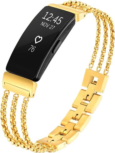 Fastgo متوافق مع Fitbit Inspire 2/ Inspire HR/Inspire Band، أساور معصم بديلة من الفولاذ المقاوم للصدأ قابلة للتعديل، سوار أنيق أنيق، إكسسوارات أحزمة ملهمة لمعدل ضربات القلب للنساء والفتيات in Kuwait