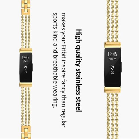 Fastgo متوافق مع Fitbit Inspire 2/ Inspire HR/Inspire Band، أساور معصم بديلة من الفولاذ المقاوم للصدأ قابلة للتعديل، سوار أنيق أنيق، إكسسوارات أحزمة ملهمة لمعدل ضربات القلب للنساء والفتيات in Kuwait