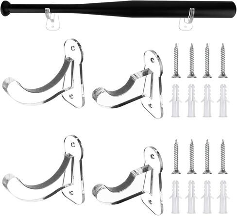 Baseball Bat Display Wall Mount, 2 Set Acrylic Baseball Bat Wall Mount Holder Rack Horizontal Baseball Bat Wall Bracket for Memorabilia Collectible in Kuwait