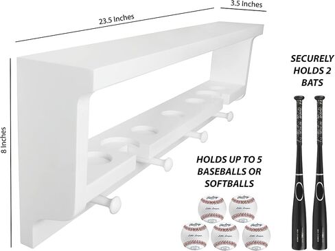 MedalAwardsRack Premier Baseball and Softball All in 1 Trophy Shelf Display- Baseball Bat Holder and Bat Rack for Balls, Bats, Gloves, Medals, Awards, and Trophies- White in Saudi Arabia