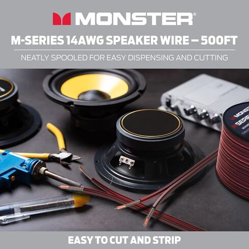 سلك مكبر الصوت Monster M-Series 14 AWG: كابل مكبر صوت متقدم الأداء بطول 500 قدم مع هيكل سلك مكبر صوت نحاسي خالي من الأكسجين - سهل الفك والتركيب in Saudi Arabia