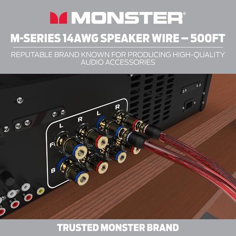 سلك مكبر الصوت Monster M-Series 14 AWG: كابل مكبر صوت متقدم الأداء بطول 500 قدم مع هيكل سلك مكبر صوت نحاسي خالي من الأكسجين - سهل الفك والتركيب in Saudi Arabia