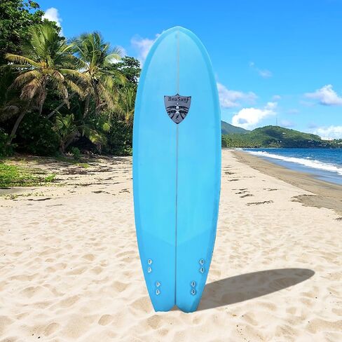 BruSurf 6 Foot Fiberglass Surfboard Great All Around Shape Easy to Catch Waves and Fast and Smooth Through Turns - Has a Squash Tail and Includes 4 Fins in Saudi Arabia