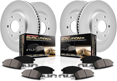 مجموعة فرامل Power Stop KOE4077 Autospecialty الأمامية والخلفية البديلة لدوارات الفرامل OE ووسادات الفرامل السيراميكية Subaru Forester Impreza Legacy Outback WRX [محدد بالتطبيق] in Saudi Arabia