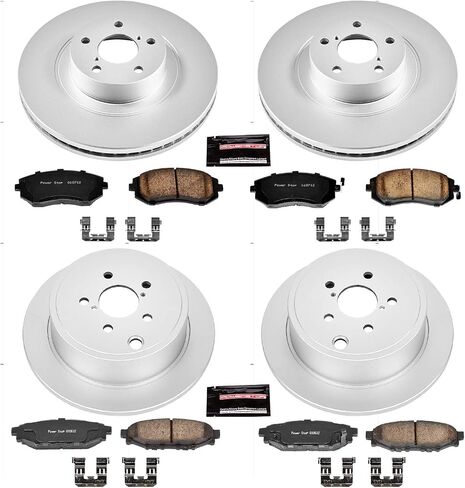 مجموعة فرامل Power Stop KOE4077 Autospecialty الأمامية والخلفية البديلة لدوارات الفرامل OE ووسادات الفرامل السيراميكية Subaru Forester Impreza Legacy Outback WRX [محدد بالتطبيق] in Saudi Arabia