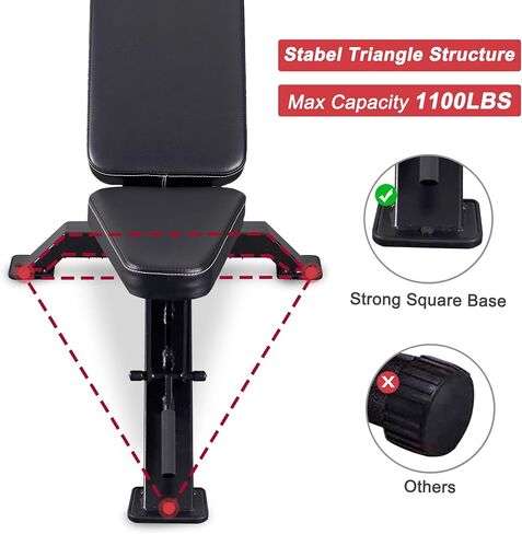 Deluxe Adjustable Weight Bench for Full Body Workout, Weight Capacity 1100 lbs, Incline and Flat Weight Bench for Indoor Workout, Home Gym in Saudi Arabia