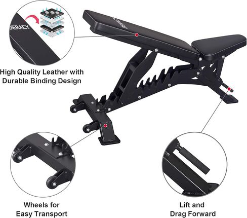 Deluxe Adjustable Weight Bench for Full Body Workout, Weight Capacity 1100 lbs, Incline and Flat Weight Bench for Indoor Workout, Home Gym in Saudi Arabia