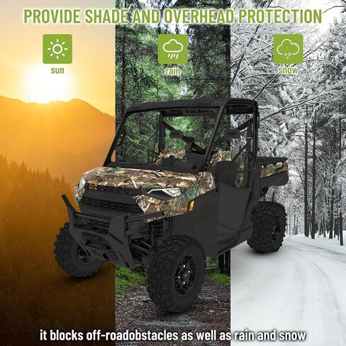 سقف علوي لـ Polaris Ranger XP 1000 900 13-23، تركيبة صلبة سقف رياضي علوي 3 مقاعد حاجب من الشمس لـ Polaris Ranger 1000 900 XP 3 مقاعد 2013-2023 ملحقات (OEM # 2882911) in Saudi Arabia