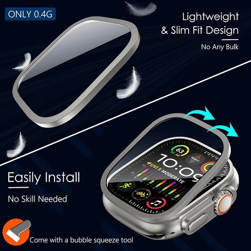 عبوة من قطعتين من WINGLE لساعة Apple Watch Ultra 2 حافظة حماية للشاشة مقاس 49 مم، زجاج مقسى 9H + إطار من سبائك التيتانيوم [حافظ على الأصل] [لمس حساس] طبقة زجاجية واقية لـ iWatch Ultra/Ultra 2، أصلي in Kuwait