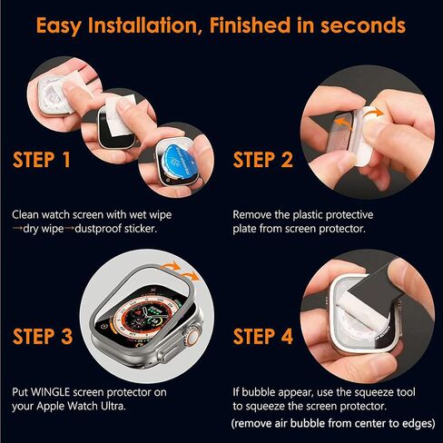 عبوة من قطعتين من WINGLE لساعة Apple Watch Ultra 2 حافظة حماية للشاشة مقاس 49 مم، زجاج مقسى 9H + إطار من سبائك التيتانيوم [حافظ على الأصل] [لمس حساس] طبقة زجاجية واقية لـ iWatch Ultra/Ultra 2، أصلي in Kuwait